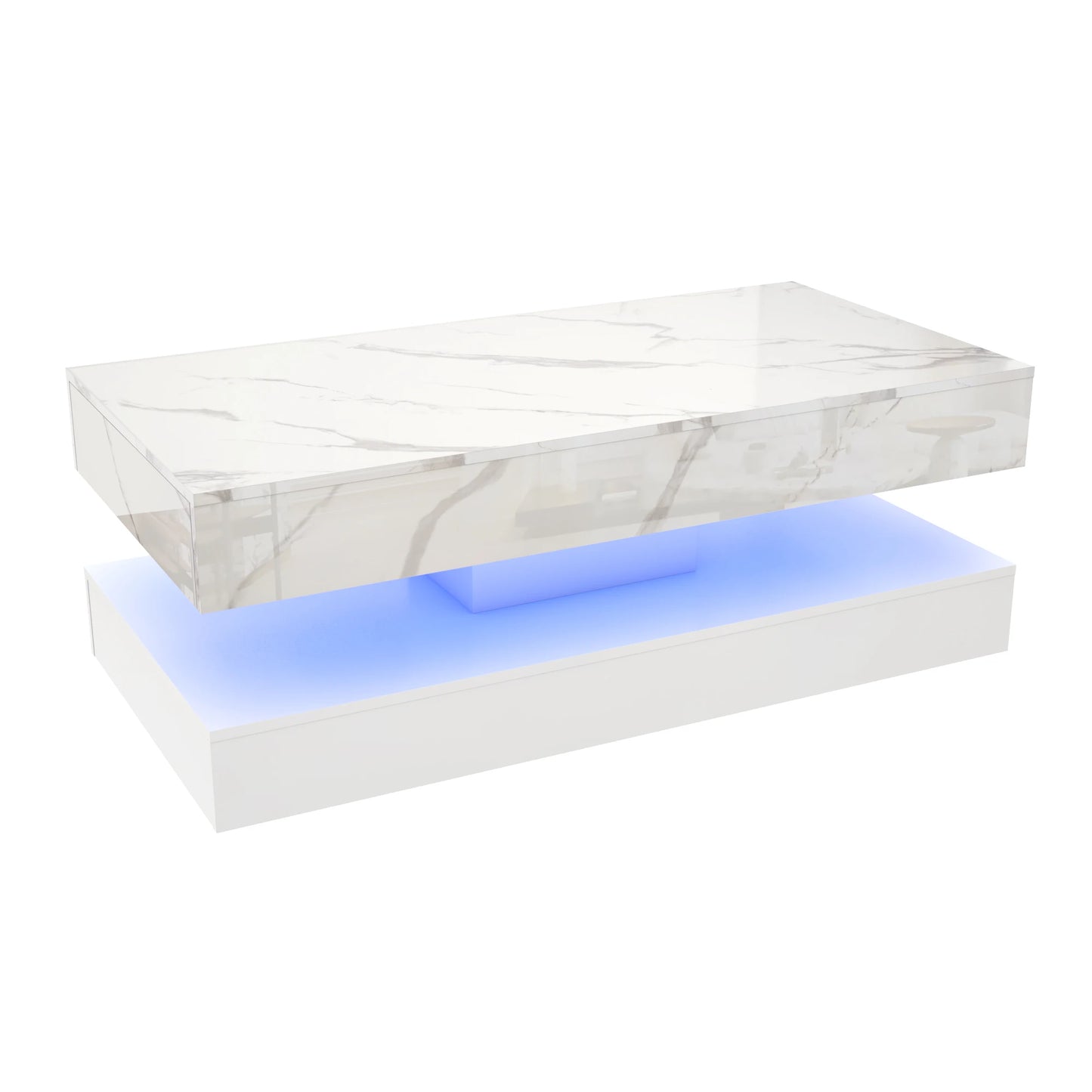Modern Style Coffee Table with LED lights and slide out Storage Drawers for your Living Room