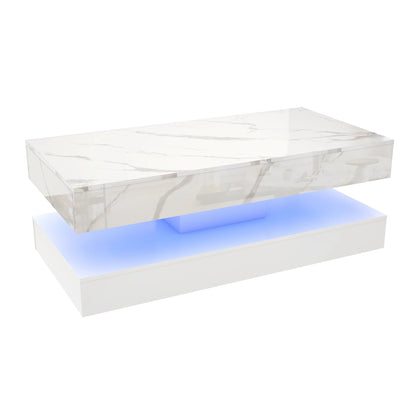 Modern Style Coffee Table with LED lights and slide out Storage Drawers for your Living Room