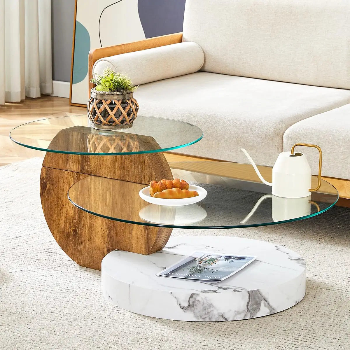35" 3-Tier Design Tempered Glass Coffee Table for your Living Room