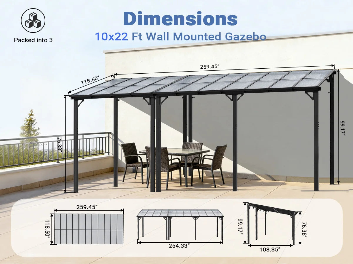 Wall-Mounted Gazebo with Aluminum Frame