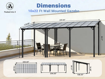 Wall-Mounted Gazebo with Aluminum Frame