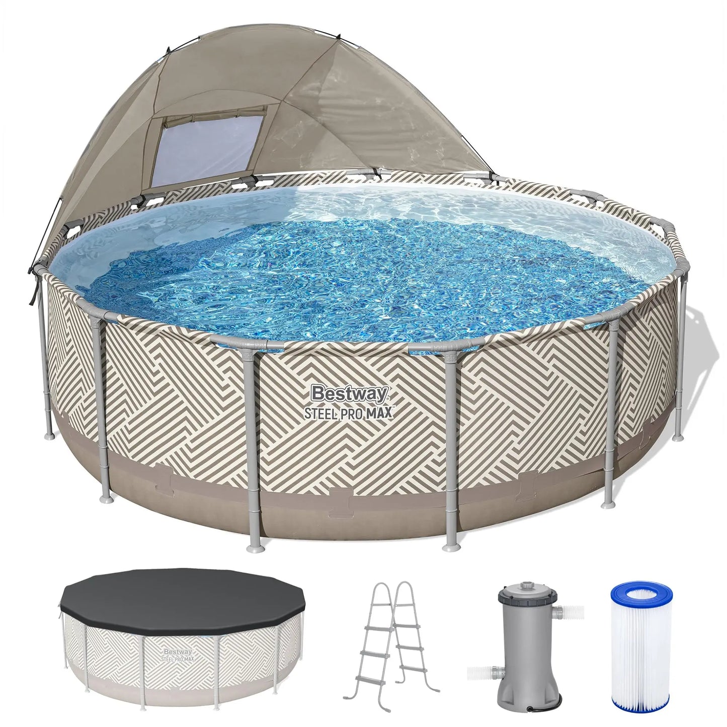 13ft Round Pool Set which Includes Cover, Canopy, Pump & Ladder