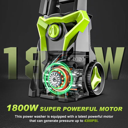 4800PSI 1800W Electric Pressure Washer with Interchangeable Nozzles