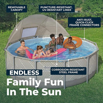 13ft Round Pool Set which Includes Cover, Canopy, Pump & Ladder