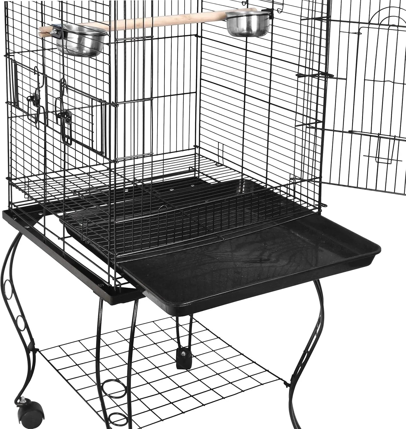 63.5 Inches Bird Cage with Detachable Stand and Open Top