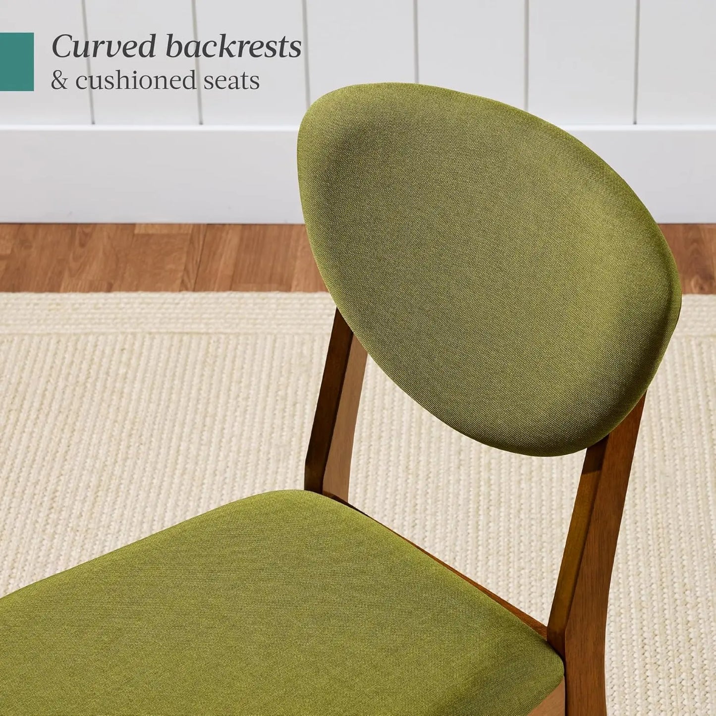 Set of 2 Modern Upholstered Wood Dining Chairs