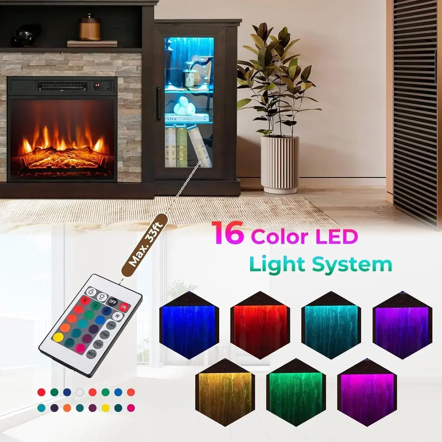 TV Stand with Electric Fireplace that will accommodate TVs Up to 65 Inches