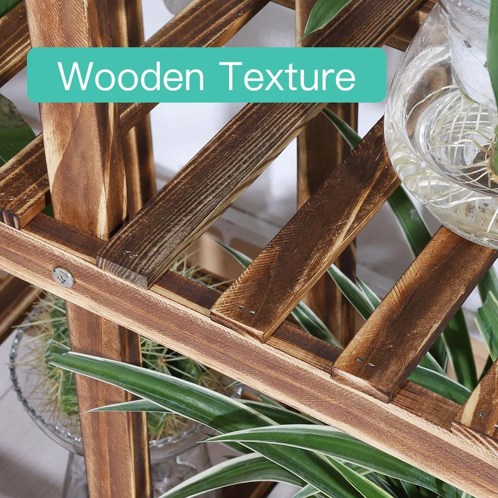 Multi-Layer Rolling Wood Plant Stand Rack