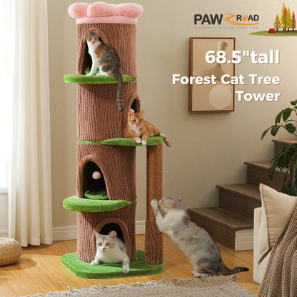 Luxurious Large Cat Tree with 2 or 4 Spacious Condos and a detachable toy for your cat or cats enjoyment!