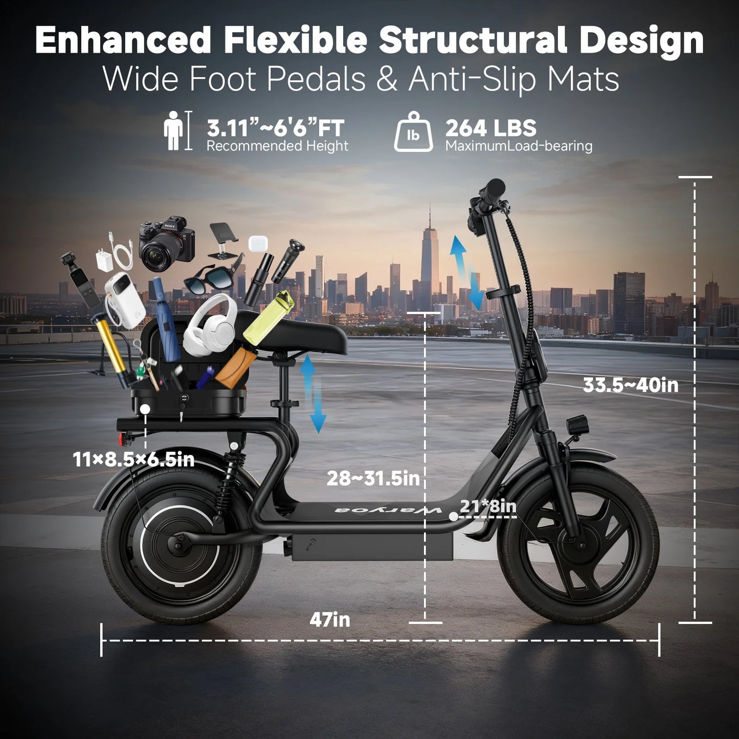 Foldable 500W Ebike with 10.4AH Battery