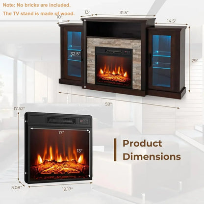 TV Stand with Electric Fireplace that will accommodate TVs Up to 65 Inches
