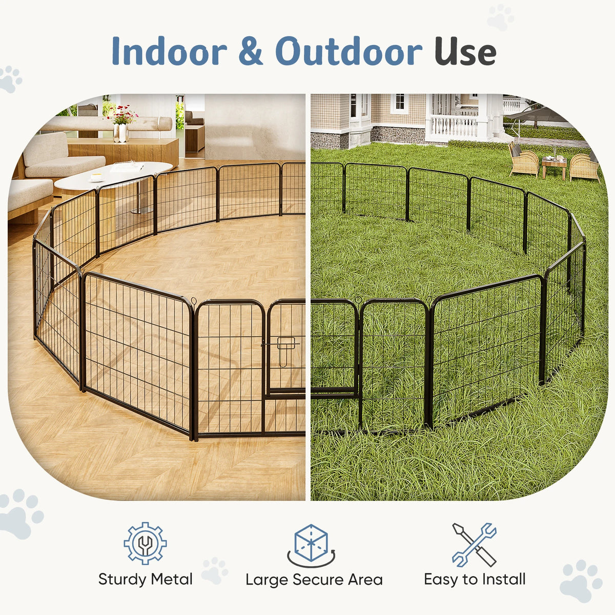24-to-32-inch Foldable 16 Panel Metal Dog Playpen
