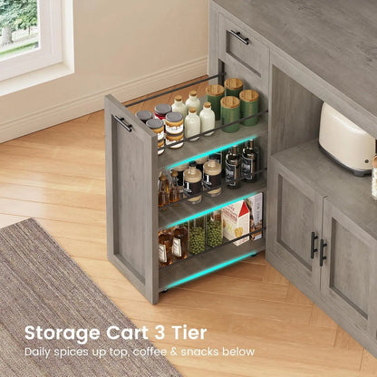 47inch Wide LED Pantry Cabinet with Charging Station