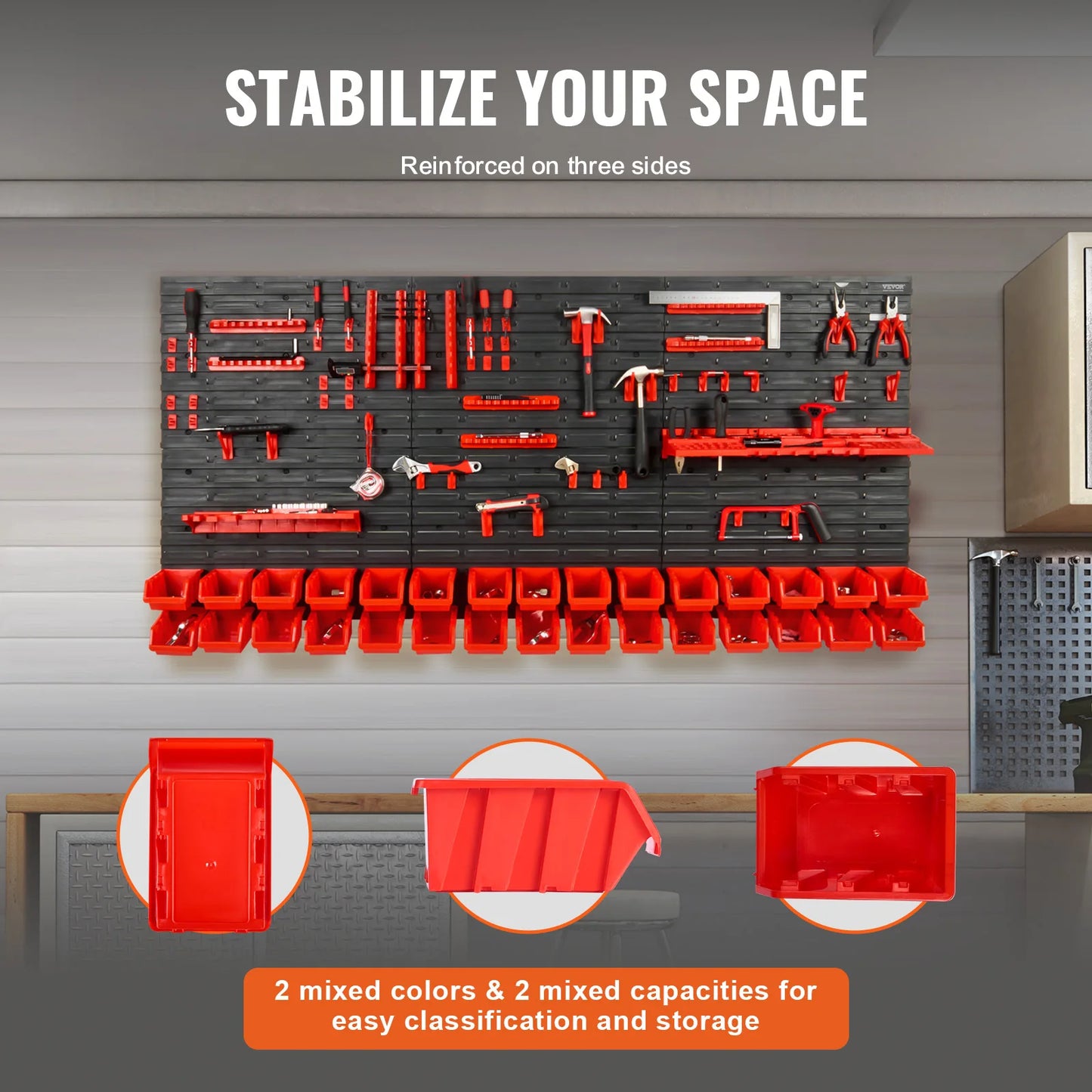Wall Mounted Storage Bins Parts Rack Organizer for your Garage