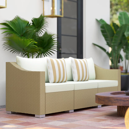 Outdoor Patio Rattan Sofa with Pillows