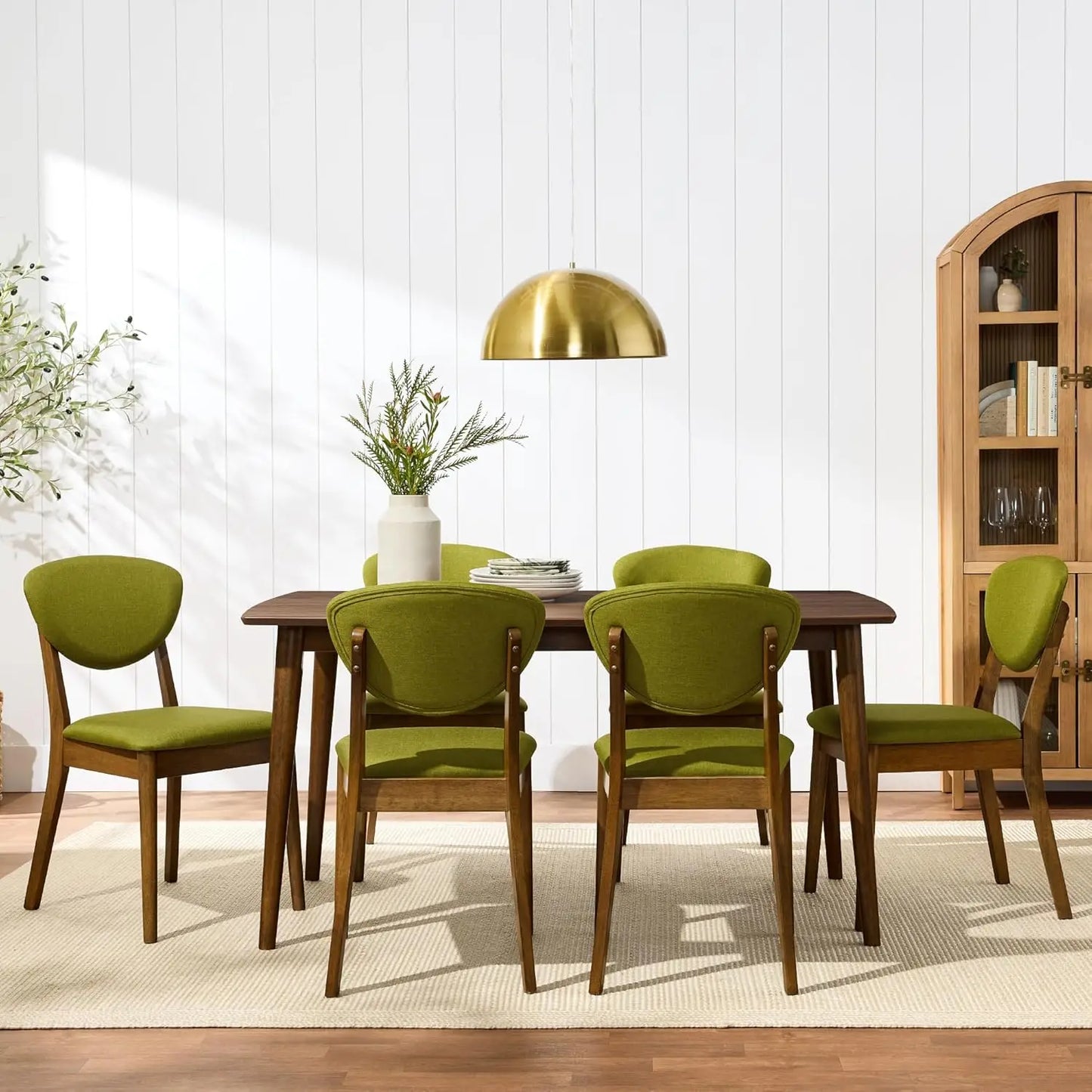 Set of 2 Modern Upholstered Wood Dining Chairs