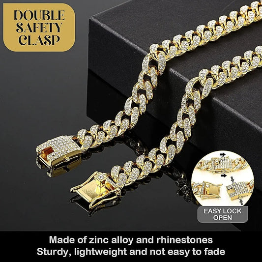 Luxury Gold Iced Chain Collar for your Pet