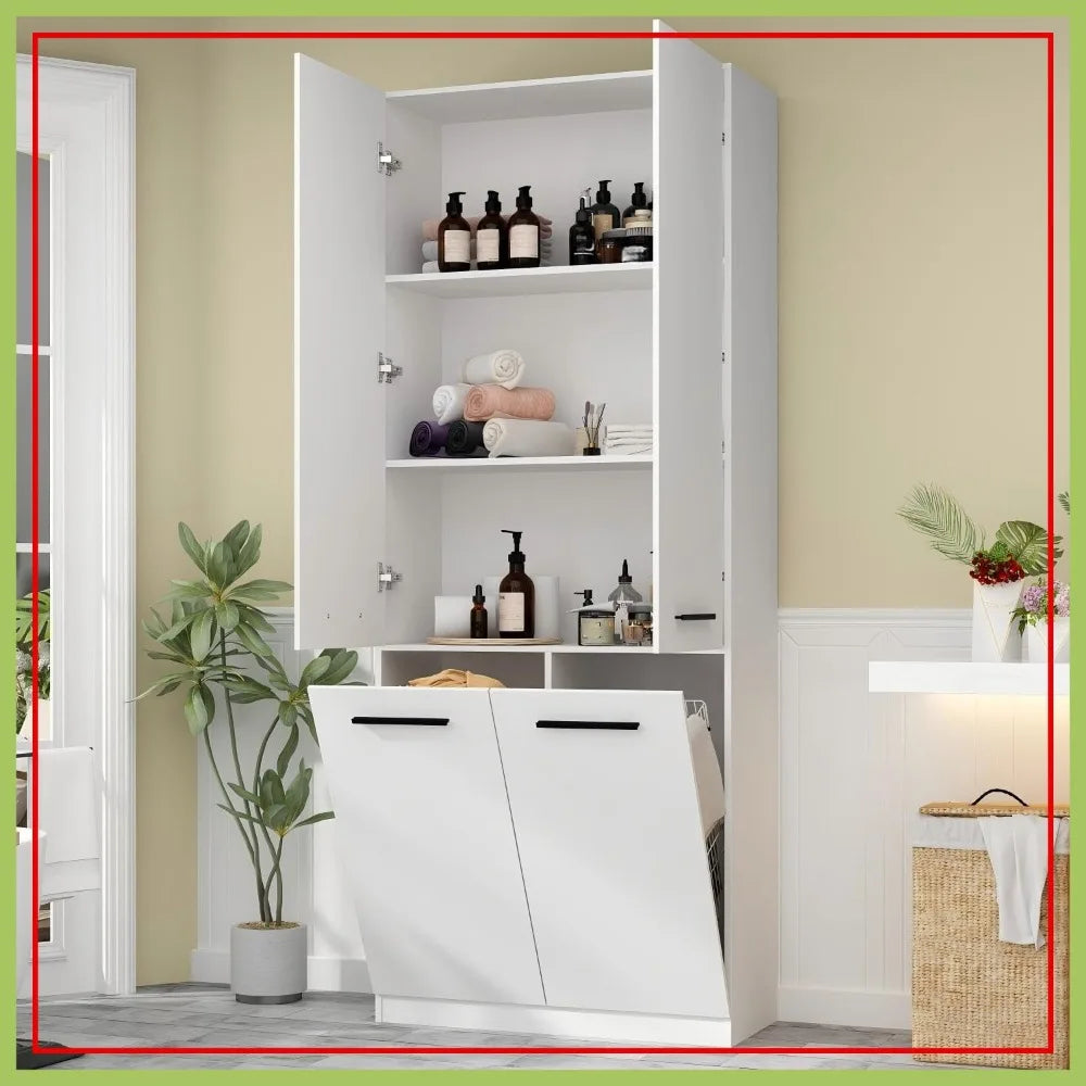 3-Tier Double Tilt Out Laundry Hamper Cabinet