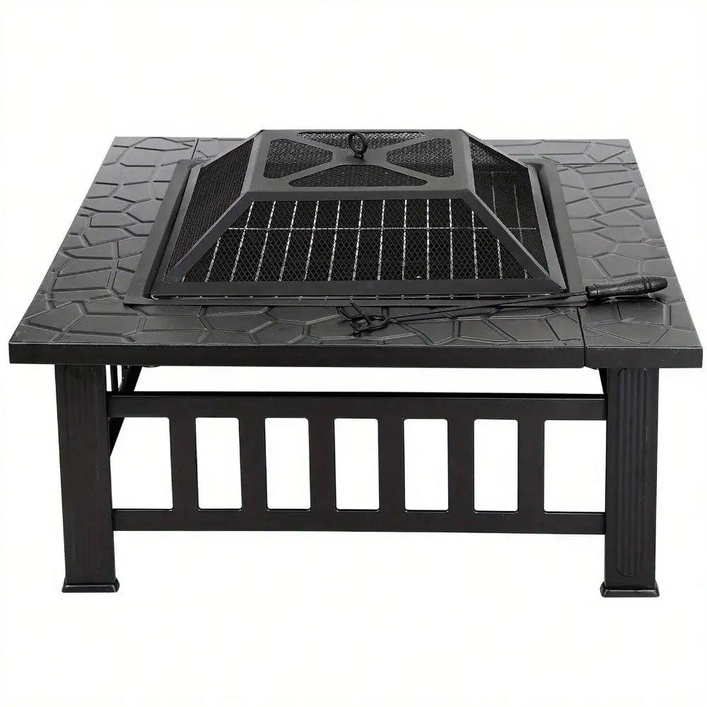 32" Metal Square Fire Pit, ice box, barbecue for your outdoor space