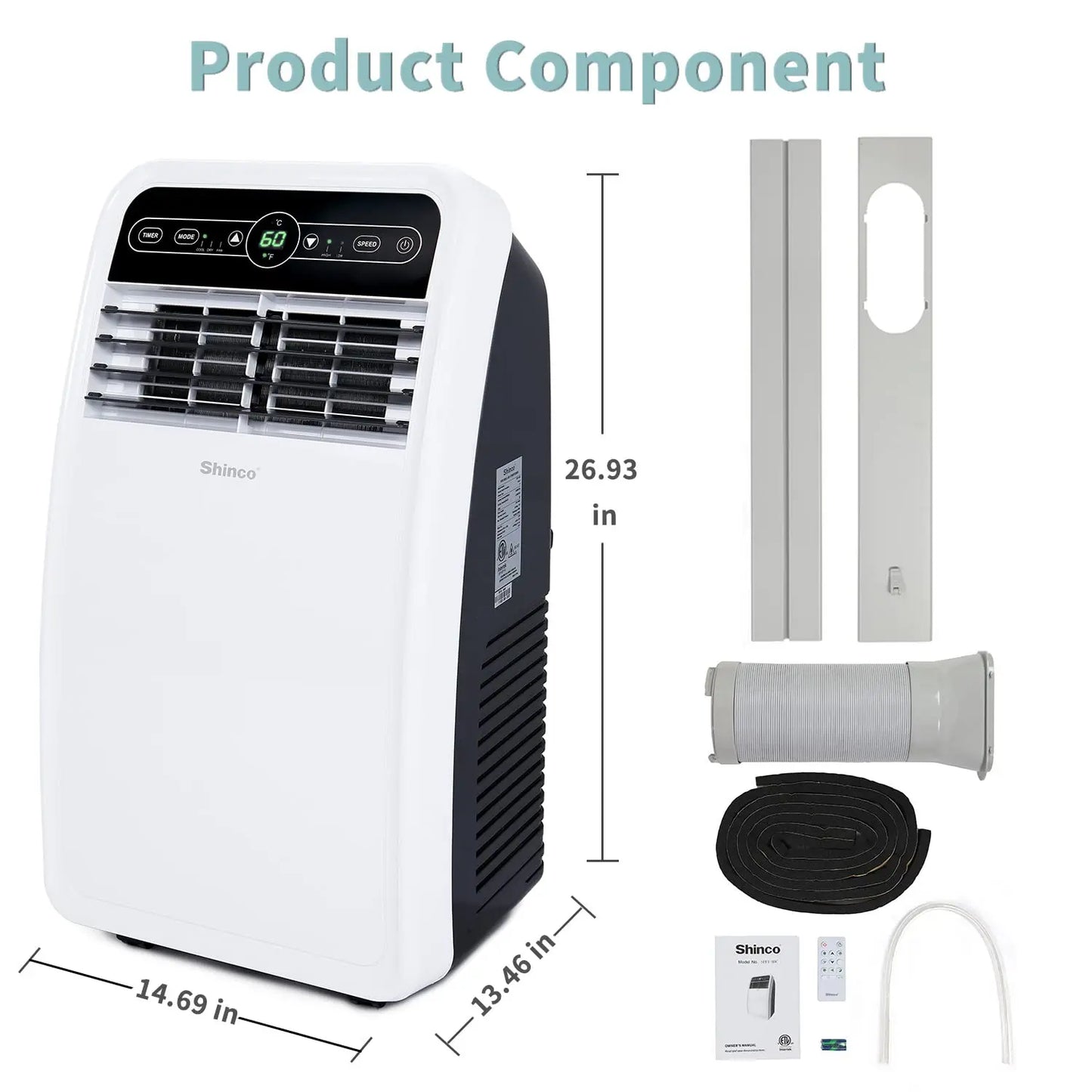 8,000 BTU Portable Air Conditioner with Remote and 3 settings