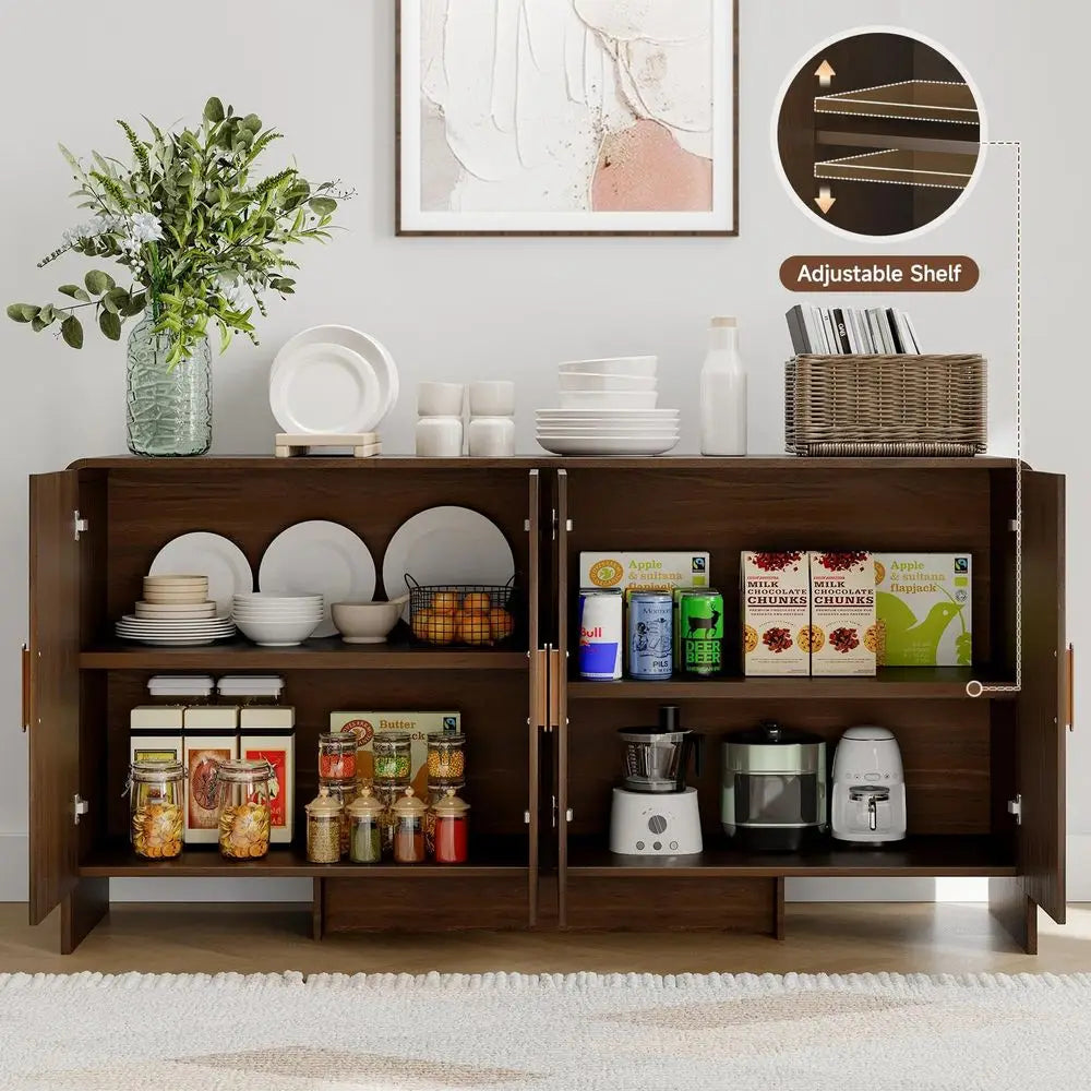 60-inch Modern Farmhouse Buffet Cabinet with Adjustable Shelves