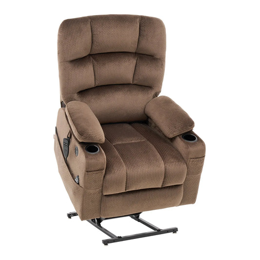 Power Lift Recliner Chair With Heat And Massage, 2 Cup Holders, USB Ports