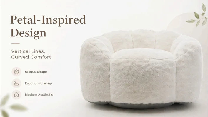 Large Velvet Petal Cloud Lounge Chair for Living Room or Bedroom