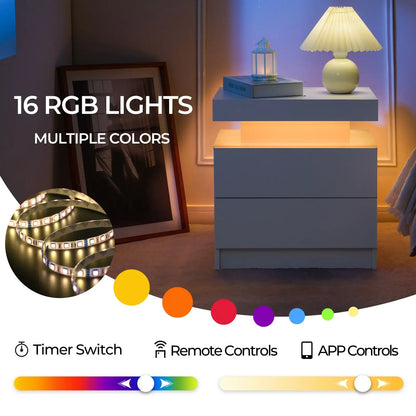 Set of 2 LED Nightstands with 2 Drawers for your Bedroom