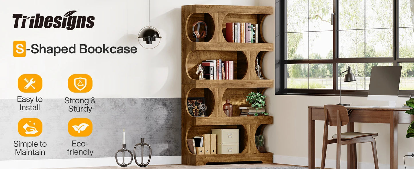 71" Tall  4-Tier Bookcase