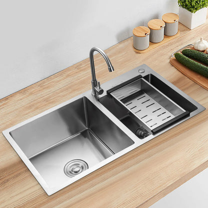 Double Stainless Steel Sink with Removable Drain Basket