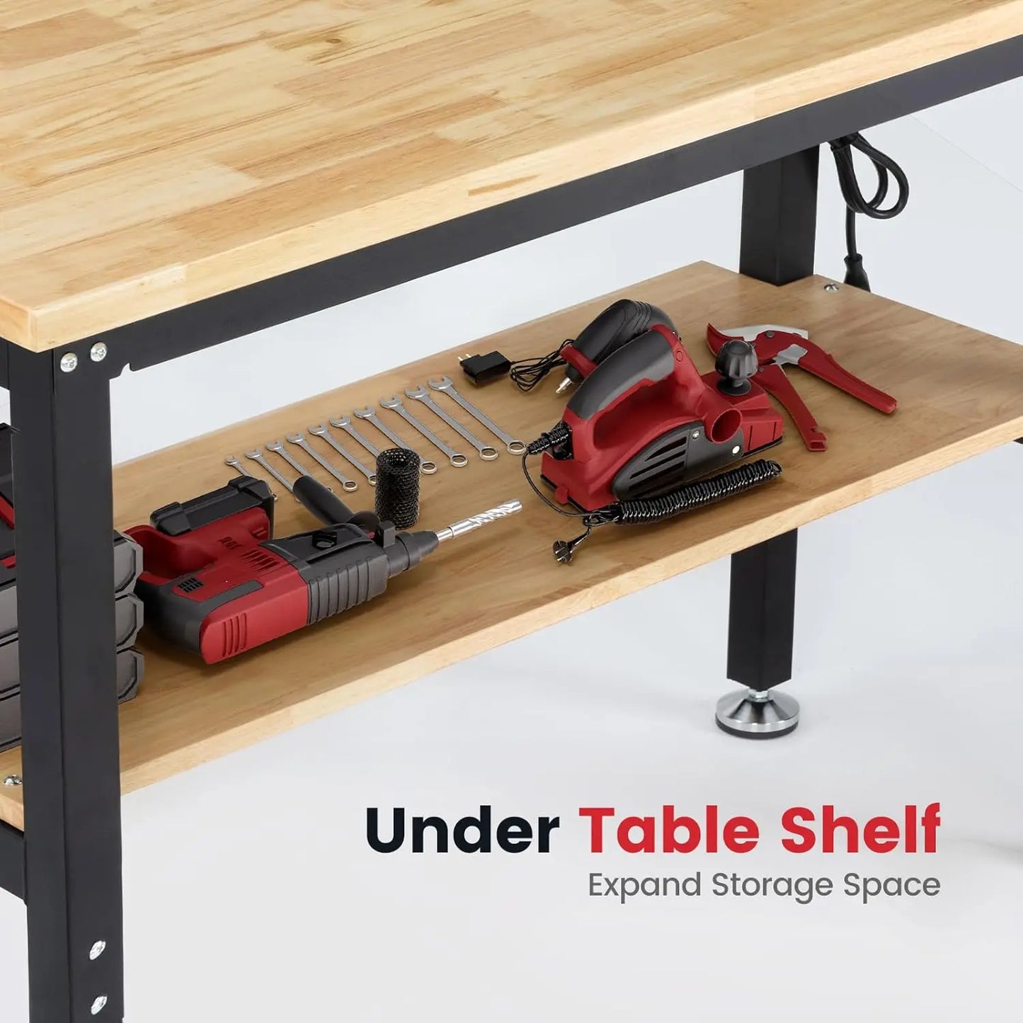 Adjustable Height Workbench with Power Outlets and Pegboard for your DIY projects