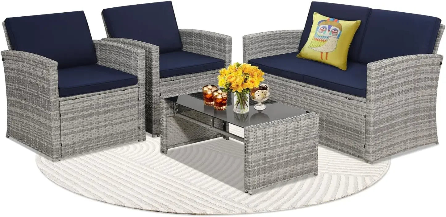 4 Piece Rattan Patio Set for your outdoor space