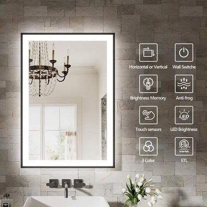 Modern 40x32 Inch LED Bathroom Mirror