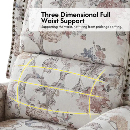 Upholstered Floral Fabric Wingback Recliner Chair