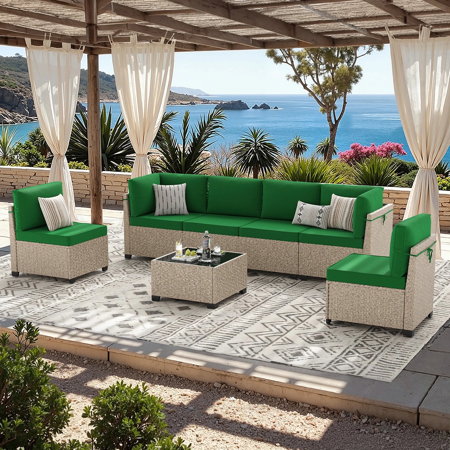 7-Piece Outdoor Rattan Patio Furniture Set