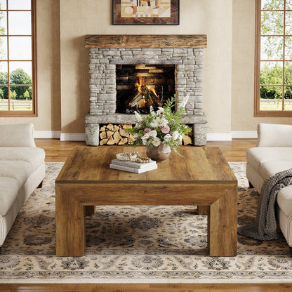 39.4-Inch Square Coffee Table for Living Room