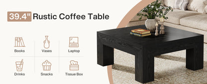 39.4-Inch Square Coffee Table for Living Room