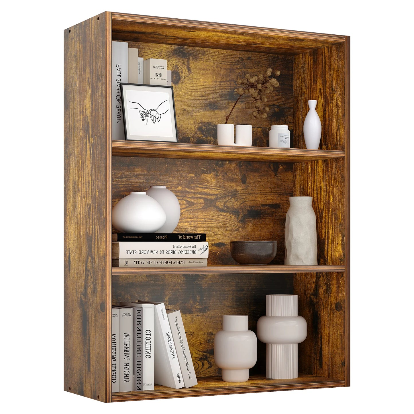 3 or 4 Tier Wooden Bookcase with Adjustable Shelves for your Storage needs in your Home