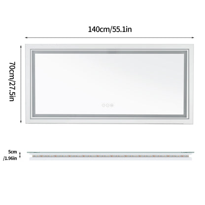 Wall Mounted Touch Anti-fog Large Illuminated LED Bathroom Mirror