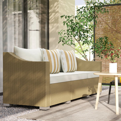 Outdoor Patio Rattan Sofa with Pillows