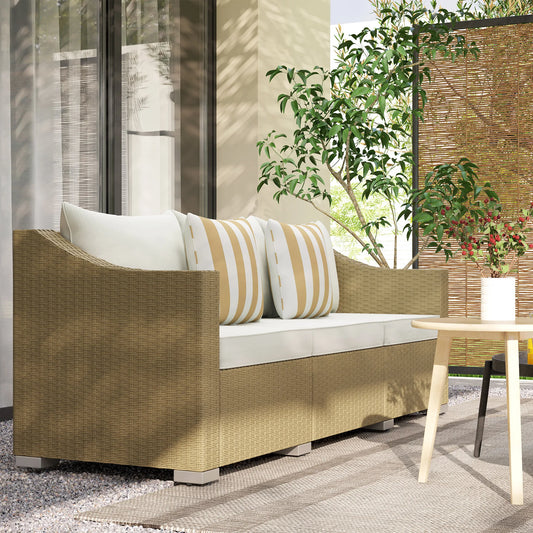 Outdoor Patio Rattan Sofa with Pillows