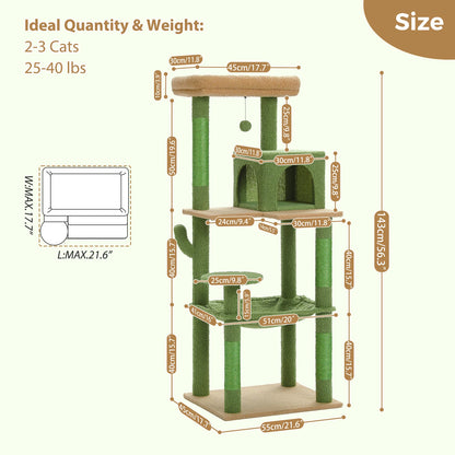 Cactus Cat Tree with 2 Door Condo