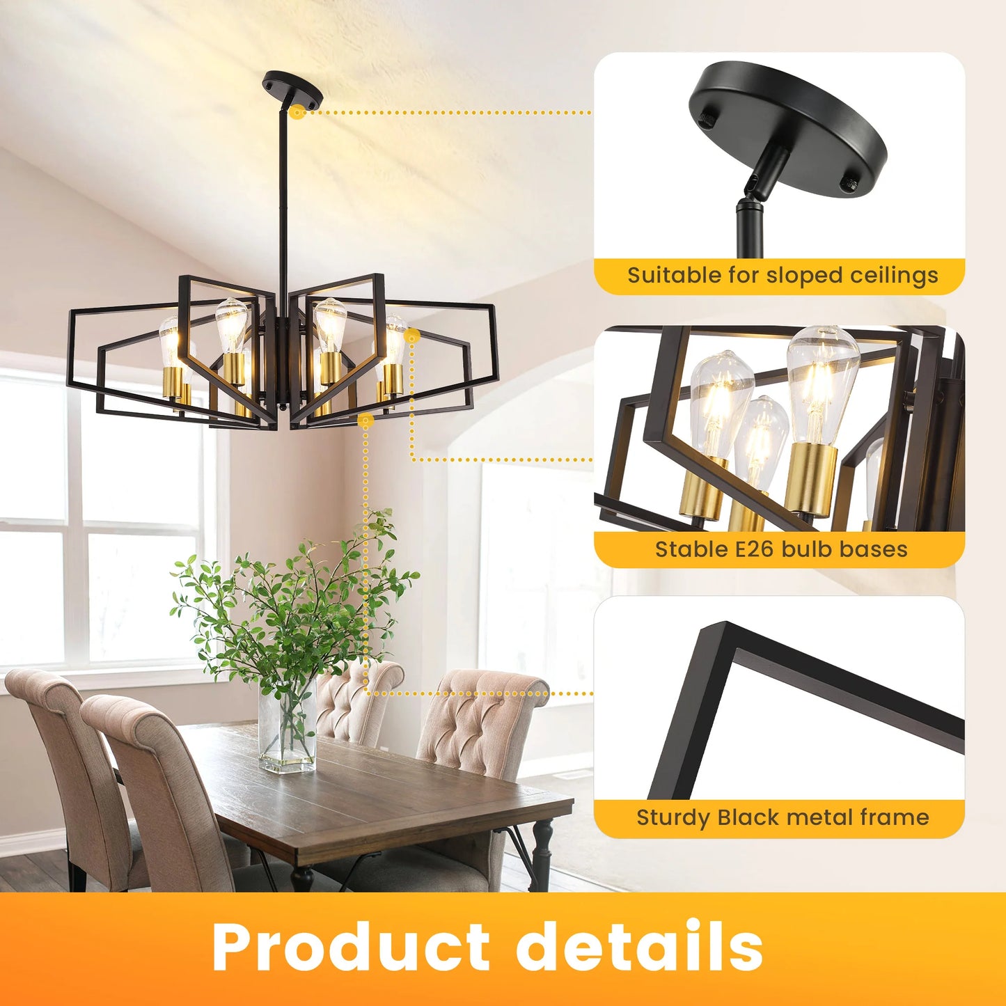 Modern 8-Light Geometric Pendant Chandelier for your home