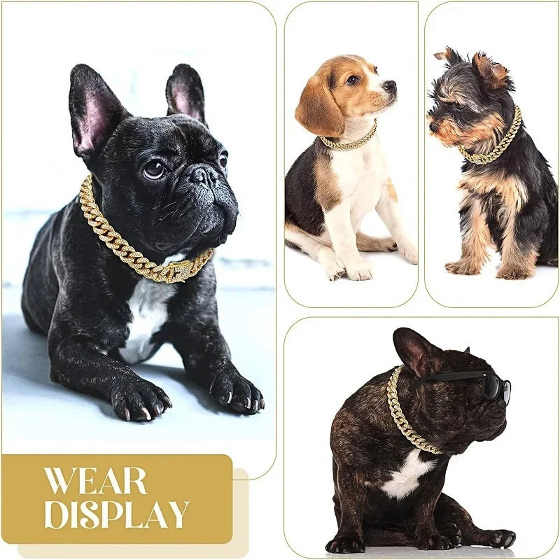 Luxury Gold Iced Chain Collar for your Pet