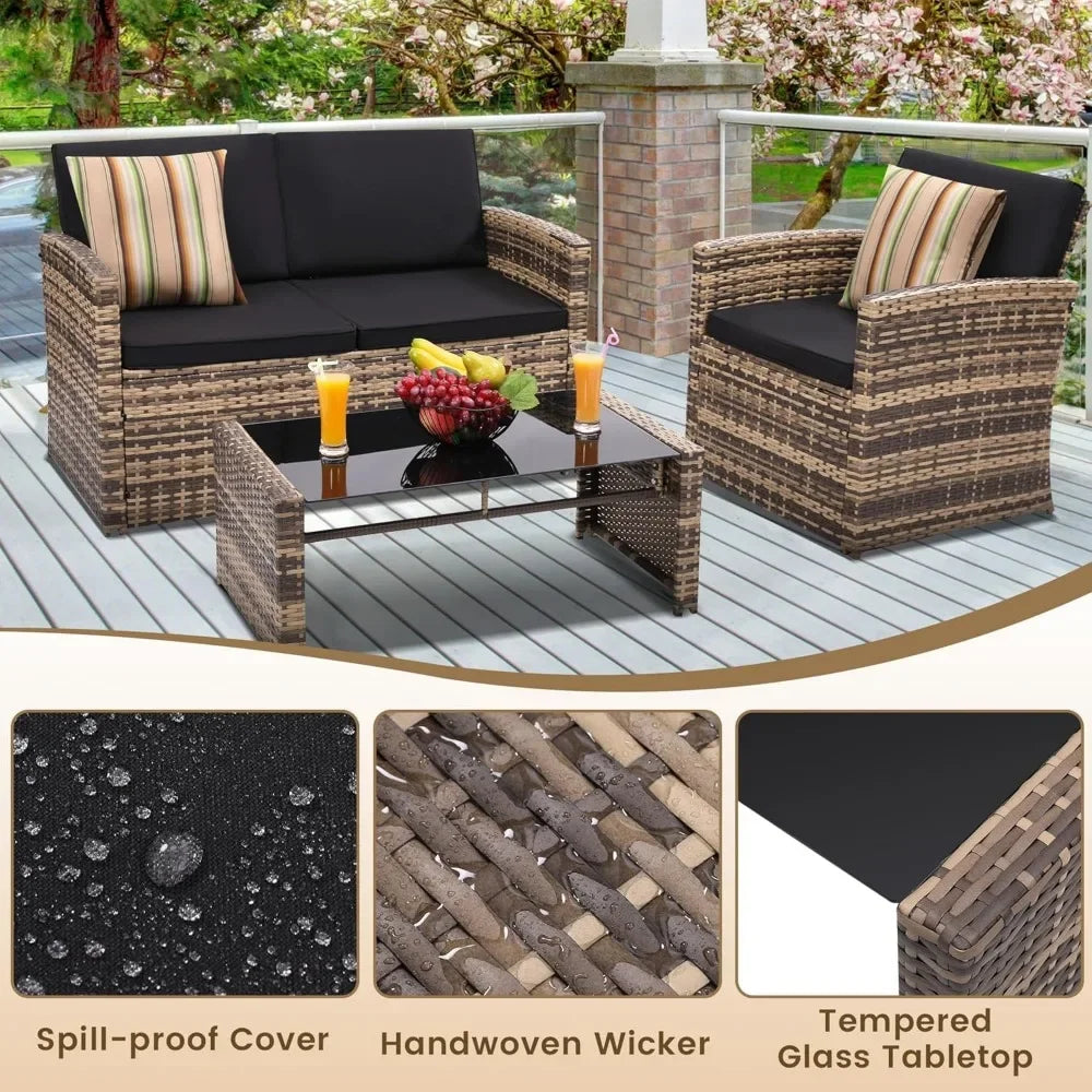 4 Piece Rattan Patio Set for your outdoor space