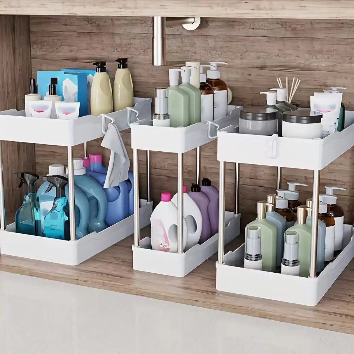 3 Piece, 2 Shelf Organizers for clutter free solutions!