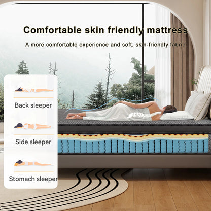 12"or 14" Medium Firm Gel Memory Foam Hybrid Pocket Spring Mattress