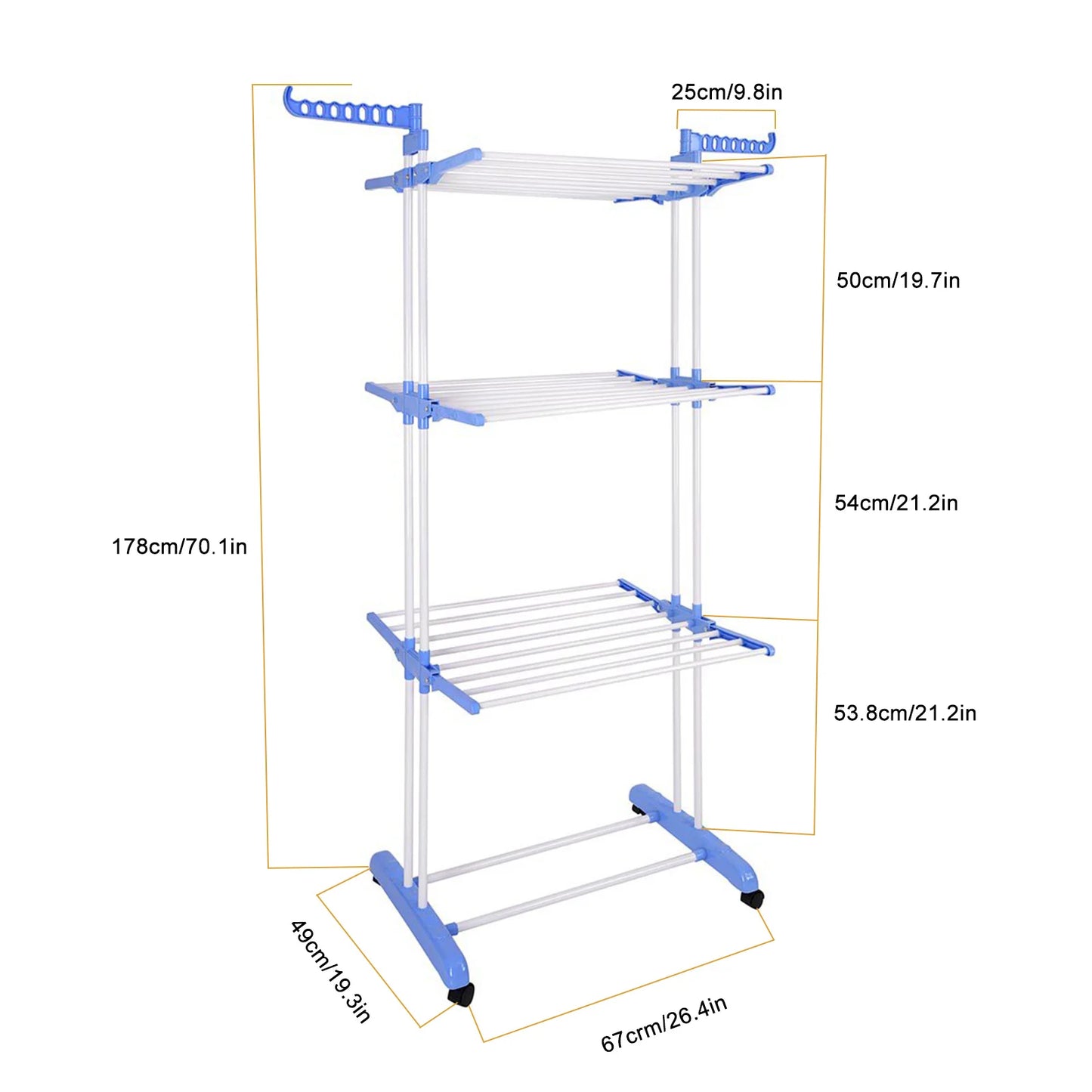 4-Tier Clothes Drying Rack with attached foldable brackets