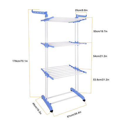 4-Tier Clothes Drying Rack with attached foldable brackets