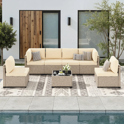 7-Piece Outdoor Rattan Patio Furniture Set